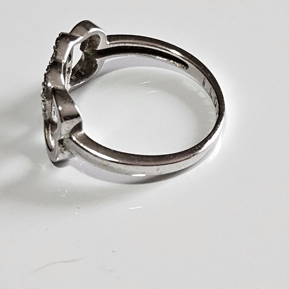 Vintage Bijoux Sterling Triple Hearts Infinity Knot CZ Ring Size 6 I Love You - Picture 12 of 12